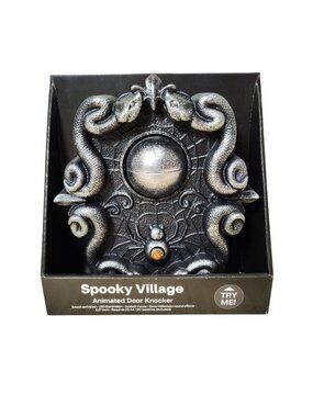 Spooky Village Animated Door Knocker Light Up Sound Halloween Decor Prop New